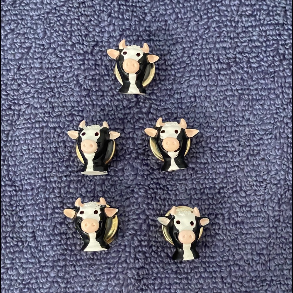 Vintage Cow Button Covers Set of 5